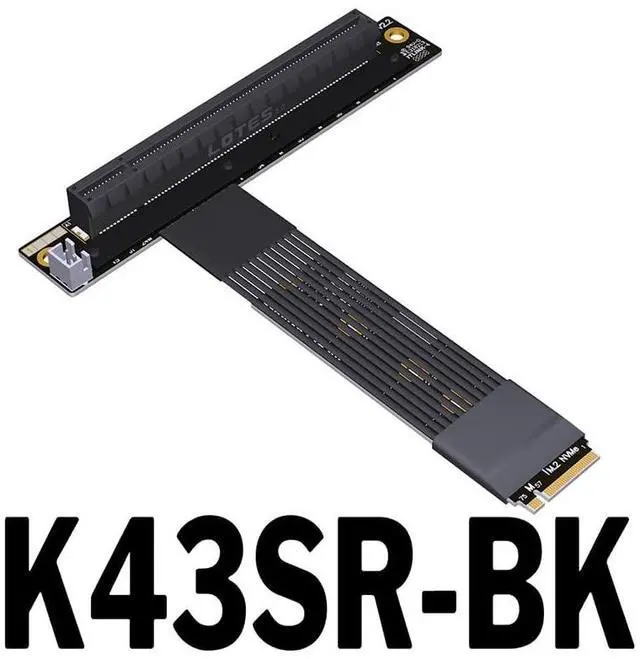 Alt view image 2 of 7 - JMT ADT-K43S M.2 NGFF NVMe to PCIe 5.0 x16 Extension Cable 128 Gbps GEN5 with Power Cord for STX Motherboard Graphics Card (K43SR-BK-5.0,15CM)