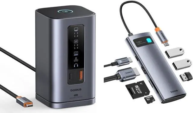 Main image of Baseus Spacemate Docking Station, 11-in-1 USB-C Dock for Windows Laptop, Baseus 7 in 1 USB C Hub with 3 USB-A, PD 100W, TF/SD