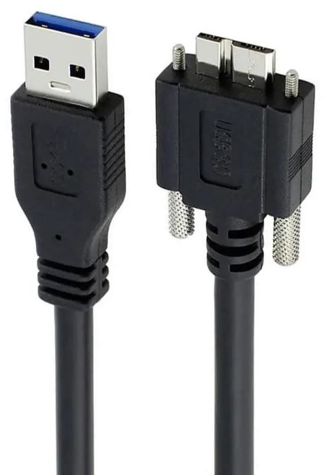 Main image of Vision Cable Micro USB3.0 Type-B Dual Screw Locking Panel to Type-A USB3.0 Data 5Gbps Power Cord High Speed Compatible with VR Industrial Camera Computer (1.2m)