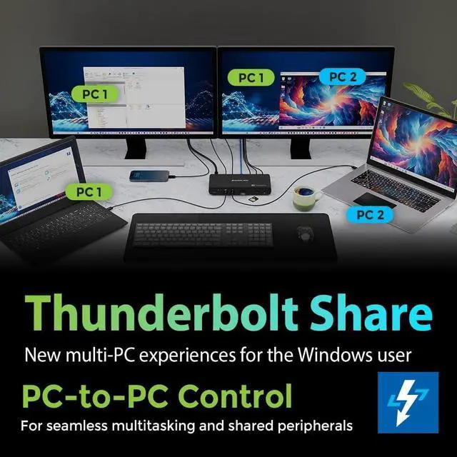 Alt view image 5 of 7 - IOGEAR Quantum Thunderbolt 5 Dock Pro - 10 Devices - 80gbps - 2.5G - TB5 Host Dual 8K 60hz / Triple 4K Display 120hz - USB-A, SD 4.0, Audio - TAA - 140W Host Power - Includes PSU - Win 11 GTD58KTAA