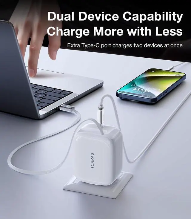 Alt view image 2 of 7 - 40W USB C Charger Block & USB C Cable 6ft