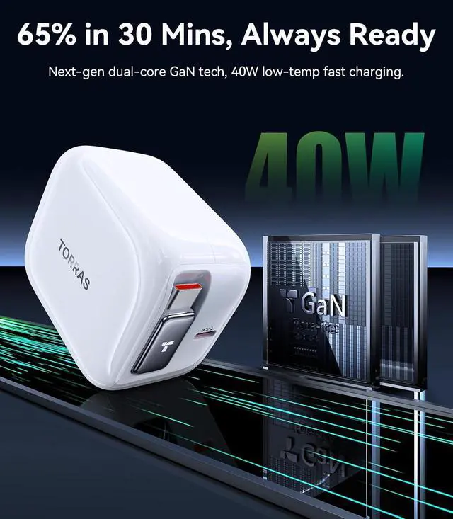 Alt view image 4 of 7 - 40W USB C Charger Block & USB C Cable 6ft
