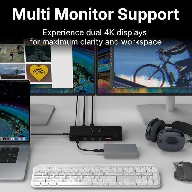 Alt view image 5 of 7 - VisionTek VT5400 Thunderbolt 4 Docking Station - Dual 4K 60Hz, 40Gbps, 80W PD Creative Workstation Dock with SD 4.0 for MacBook Pro, Windows & USB4 Laptops, TAA Compliant