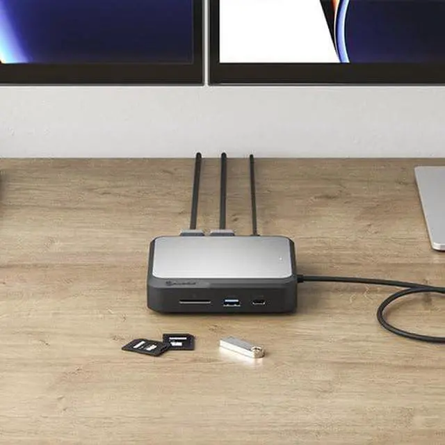 Alt view image 2 of 2 - ALOGIC 7-in-1 Dual 4K Display Universal Compact Docking Station, 2X DisplayPort, USB-A, USB-C, 100W PD, Gigabit Ethernet, SD Card Reader, USB-C Power Input, for Windows/MacOS/ChromeOS Computers.
