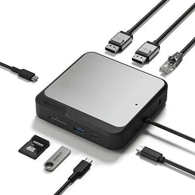 Main image of ALOGIC 7-in-1 Dual 4K Display Universal Compact Docking Station, 2X DisplayPort, USB-A, USB-C, 100W PD, Gigabit Ethernet, SD Card Reader, USB-C Power Input, for Windows/MacOS/ChromeOS Computers.