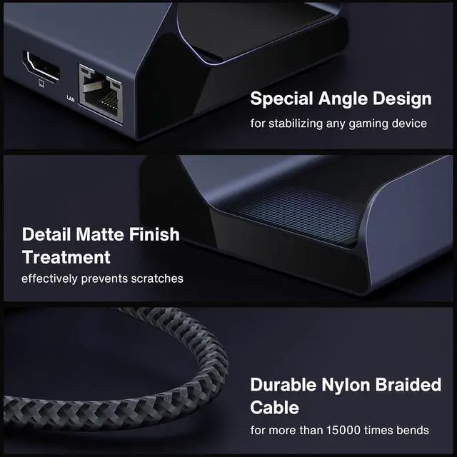 Alt view image 7 of 7 - iVANKY 4K@144Hz/ 4K@120Hz HDMI 2.1 ROG Ally Dock, 8-in-1 Aluminum Docking Station for Steam Deck OLED & ROG Ally X, 100W PD Charge, 1Gbps Ethernet, 3 USB 3.0, Pro Gaming Stand Hub (No PD Adapter)