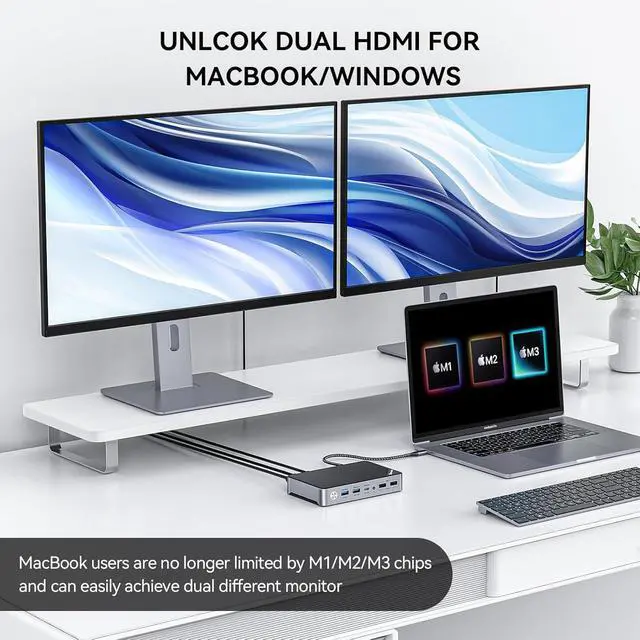 Alt view image 4 of 7 - Minisopuru DisplayLink Docking Station Dual Monitor, Mac Docking Station with 15W Charging, Dual 2K@60HZ HDMI, USB C Docking Station for MacBook M4/M3/M2/M1/Windows