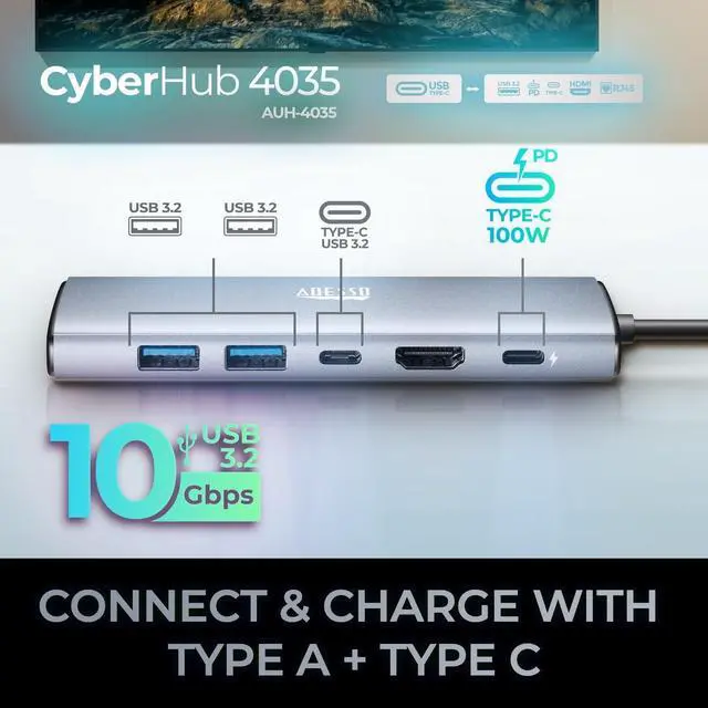 Alt view image 2 of 7 - Adesso AUH-4035 7 in 1 Docking Station, Supports USB C to x1 4K HDMI, 3X USB-A 3.2, 1x PD, 1x Micro SD, 1x SD Card