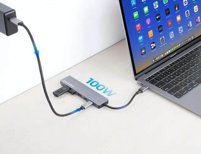 Alt view image 2 of 7 - Manhattan USB-C 6-in-1 HDMI Docking Station, 4K 60Hz Hub with 100W PD, 10Gbps USB-A/USB-C, SD Card Reader for Laptop & Tablet - 190480