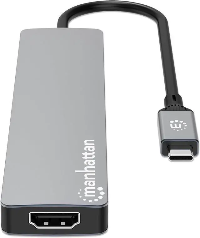 Alt view image 7 of 7 - Manhattan USB-C 6-in-1 HDMI Docking Station, 4K 60Hz Hub with 100W PD, 10Gbps USB-A/USB-C, SD Card Reader for Laptop & Tablet - 190480