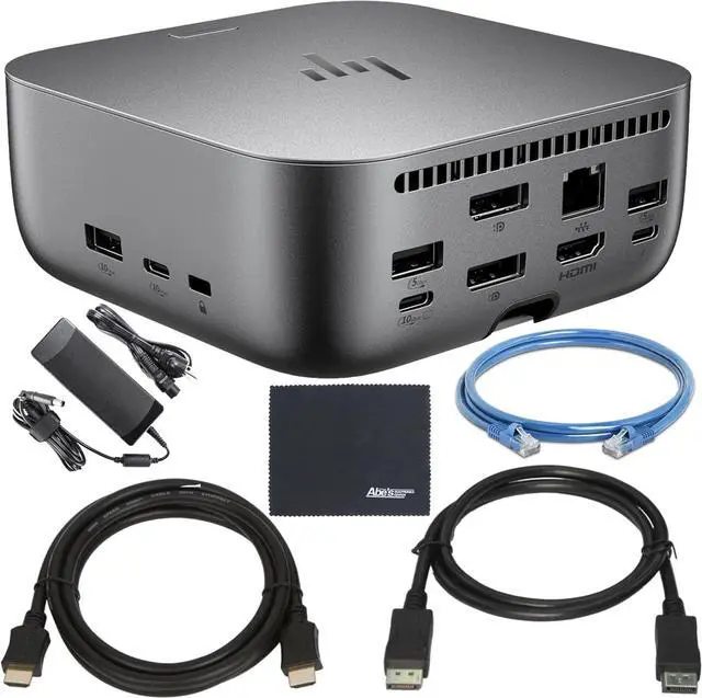 Main image of HP Thunderbolt 4 Ultra 180W G6 Dock (9X481UT#ABA) + ZoomSpeed 6-ft DisplayPort Cable + ZoomSpeed 6-ft HDMI Cable + ZoomSpeed 6-ft Ethernet Cable + AOM Microfiber Cleaning Cloth