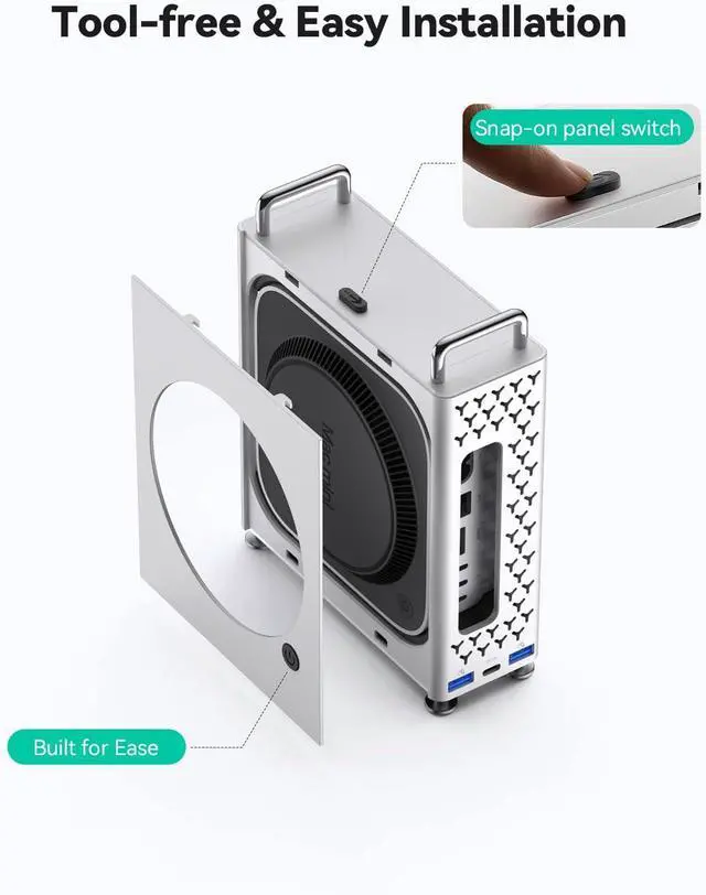Alt view image 6 of 7 - Yottamaster Mac mini M4 Dock & Vertical Stand, 5 in 1 Mac mini M4 Hub with NVMe SSD Enclosure, 2xUSB-A 10Gbps, SD/TF Card Reader, up to 8TB Storage Expansion for Mac mini M4/M4 Pro