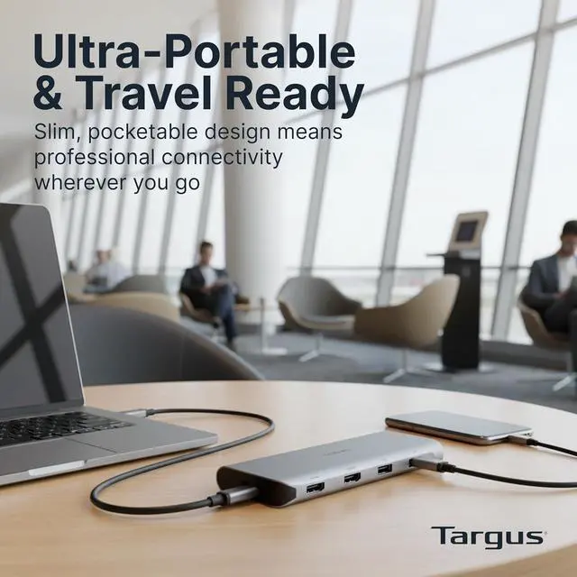 Alt view image 4 of 6 - Targus Dual Video Mobile Dock with 140W EPR Power Pass-Through, Dual HDMI 4K@60Hz, USB-C & USB-A 10Gbps, SD/microSD Reader, Gigabit Ethernet, EcoSmart Design DOCK403GL