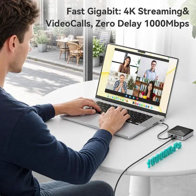 Alt view image 5 of 7 - Yottamaster Laptop Docking Station 8 in 1, USB C Hub with 2XUSB-A 3.0, 100W Power Delivery, 4K@60Hz HDMI, SD/TF, RJ45, 3.5mm Audio, USB Multiport C Adapter for MacBook/DELL/HP/Lenovo