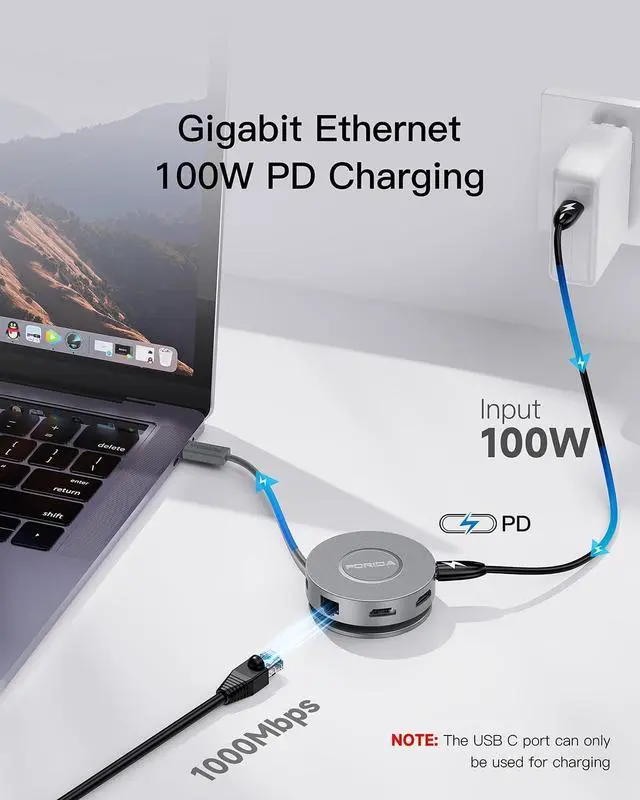 Alt view image 4 of 7 - Micro USB C Docking Station Dual HDMI Monitor FORIDA USB C to USB Hub with 1 Gbps Ethernet 100W Power Delivery Micro SD Card Reader for MacBook/Dell/HP/Lenovo ThinkPad/Surface (Silver)