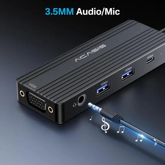 Alt view image 7 of 7 - USB C Docking Station Dual Monitors,Laptop Docking Station with Dual HDMI 4K@60HZ,1*VGA 1080P@60HZ,2 * 5G USB A,1 * 5G USB C,3.5MM Audio,PD100W;8 in 1 Dock Station for MacBook/Windows (Black)