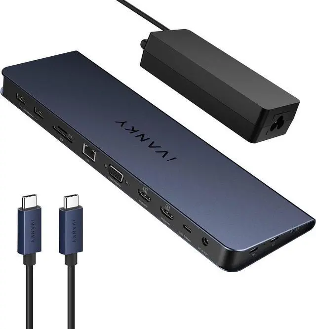 Main image of MacBook Pro Docking Station with 100W Power Adapter, iVANKY 15 in 1 Triple Display USB C Universal Docking Station for MacBook M1/M2 Dual 4K Thunderbolt 3/4 Displaylink Dock 2HDMI VGA, 96W PD, 7 USB