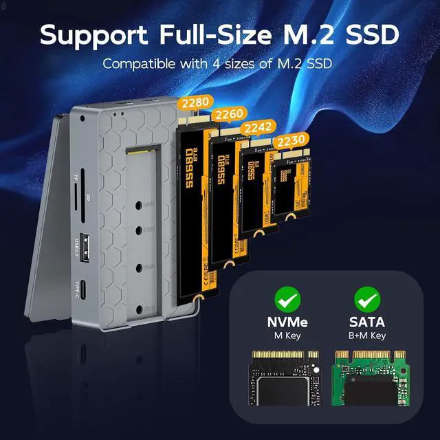 Alt view image 3 of 7 - 8 in 1 Laptop Docking Station, USB C Docking Station with M.2 Slot, USB 3.1& 2.0 Ports, 4K HDTV Port, SD/TF Reader,for XPS and More