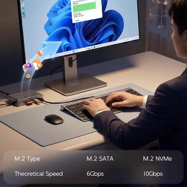 Alt view image 7 of 7 - 8 in 1 Laptop Docking Station, USB C Docking Station with M.2 Slot, USB 3.1& 2.0 Ports, 4K HDTV Port, SD/TF Reader,for XPS and More