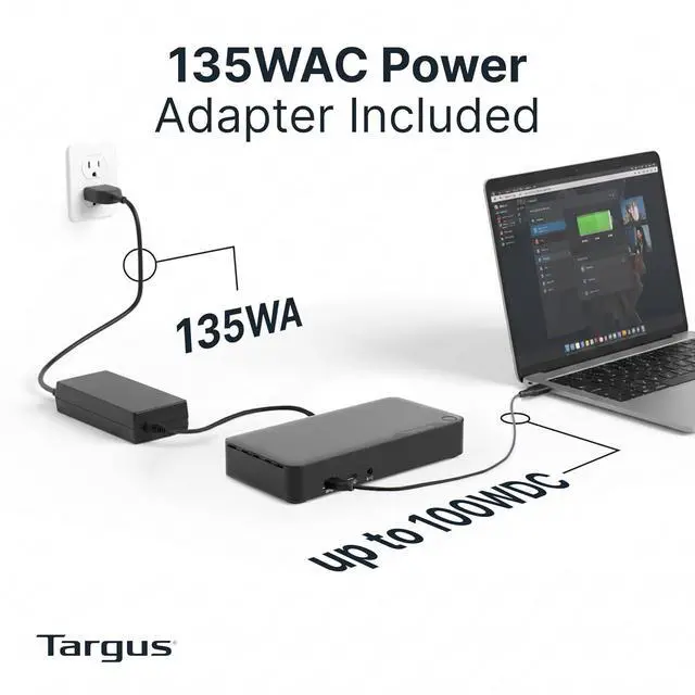 Alt view image 4 of 7 - Targus Universal USB-C Docking Station, Dual DisplayPort 4K, 100W Power Delivery DOCK316USZ