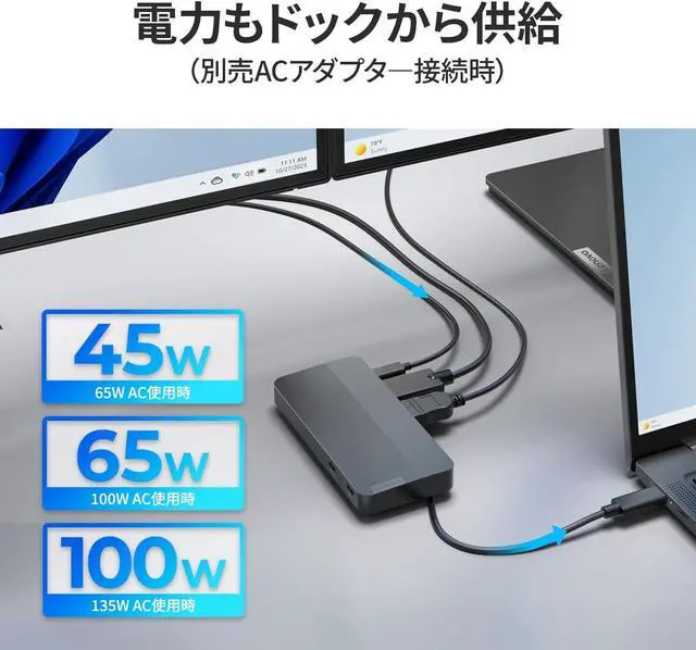 Alt view image 4 of 7 - Lenovo USB Type-C Dual Display Travel Dock (No AC Adapter) Hub Docking Station Displayport HDMI USB Type-C Ethernet 2 Screen Output 47cm Internal Cable 40B90000WW