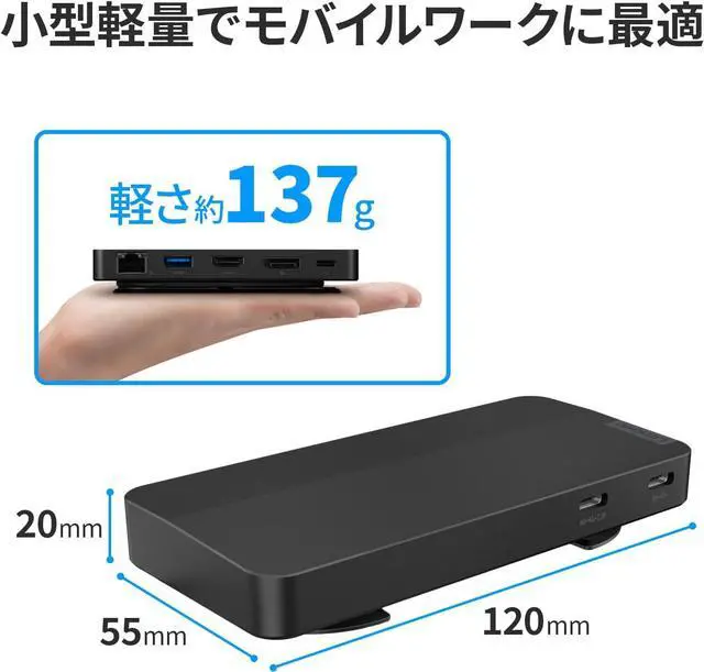 Alt view image 5 of 7 - Lenovo USB Type-C Dual Display Travel Dock (No AC Adapter) Hub Docking Station Displayport HDMI USB Type-C Ethernet 2 Screen Output 47cm Internal Cable 40B90000WW