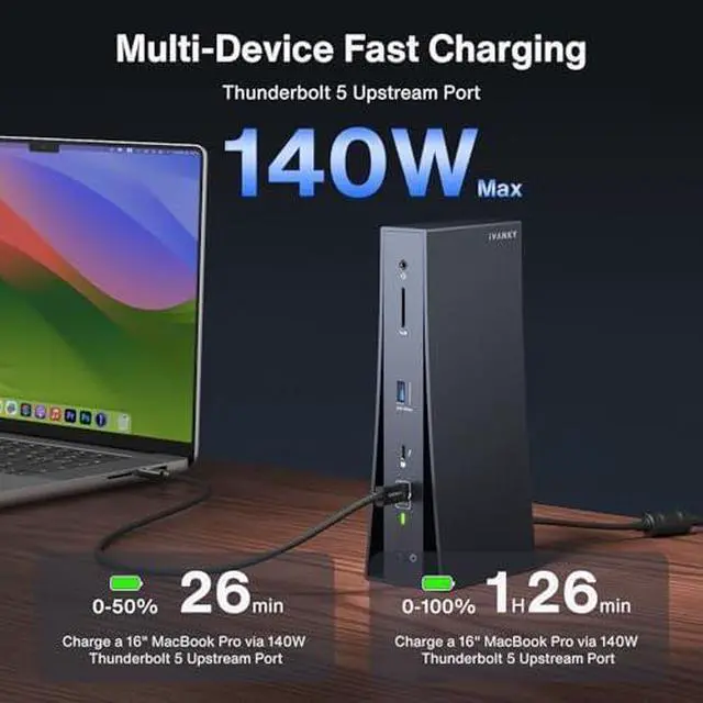 Alt view image 3 of 6 - iVANKY 11-Port Intel Certified Thunderbolt 5 Dock with 3.3ft Thunderbolt 5 Cable