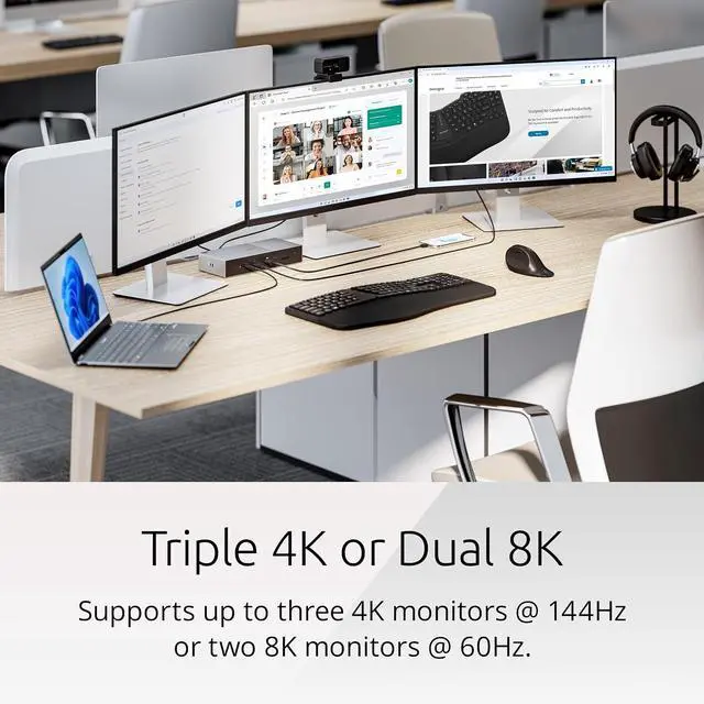 Alt view image 3 of 7 - Kensington SD5000T5 EQ Thunderbolt 5 Docking Station, Triple Monitor 8K/4K, for Windows & Macbooks, 140W Power, 3 x Thunderbolt 5 Ports, Ethernet & USB-A 3.2 Gen2 Ports (K35201EU)