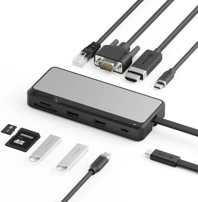 Main image of ALOGIC Fusion Pro Tour USB-C Travel Dock, 9-in-1 USB-C Hub with 4K HDMI, VGA, Gigabit Ethernet, SD & microSD Card Reader, USB-C PD Pass-Through, USB-A & USB-C Ports for Windows & Mac