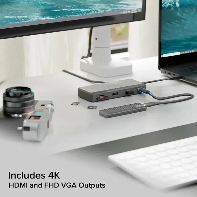 Alt view image 4 of 6 - ALOGIC Fusion Pro Tour USB-C Travel Dock, 9-in-1 USB-C Hub with 4K HDMI, VGA, Gigabit Ethernet, SD & microSD Card Reader, USB-C PD Pass-Through, USB-A & USB-C Ports for Windows & Mac