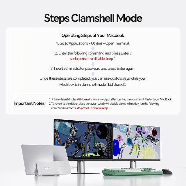 Alt view image 5 of 7 - USB C Docking Station Dual Monitor for MacBook Pro/Air, 11-in-1 MacBook Docking Station with Stand, 2X 4K@60Hz HDMI, 100W PD, Ethernet, SD/TF, 10Gbps USB A/C for M5/M4/M3 Pro/Max - Silver