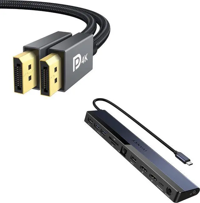 Main image of IVANKY DP to DP Cable and 12-in-1 USB C Docking Station with Power Adapte