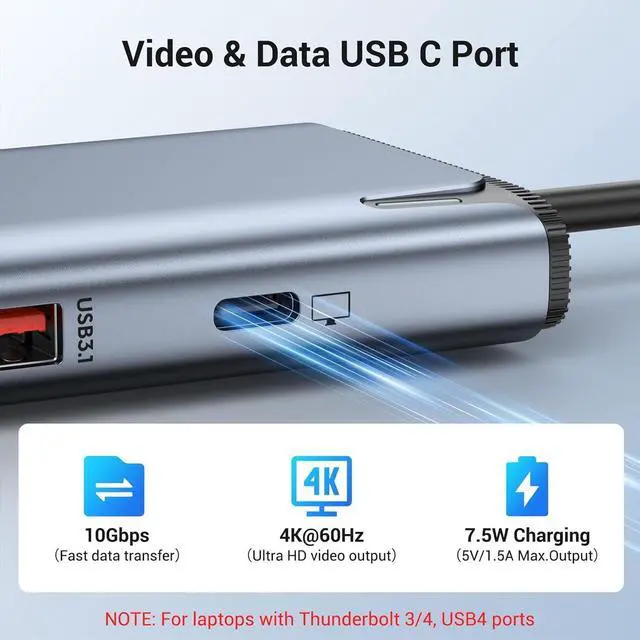 Alt view image 3 of 7 - USB C to USB C Hub Multiport Adapter,USB C Splitter Dual Monitor with 8K@60Hz 2*HDMI,8 in 1 Dual HDMI Adapter Hub with USB C Video Output, 4*10Gbps USB,Ethernet and 100W PD for MacBook Pro/Air,Dell,HP