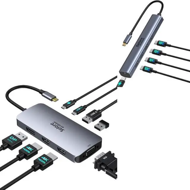Main image of Selore USB C Docking Station Dual HDMI Monitor Adapter 10Gbps USB C Hub