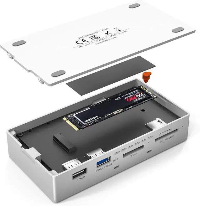 Alt view image 4 of 6 - 80Gbps USB4v2 Hub, Compatible with Thunderbolt 5, 8-in-1 Mini Dock with 7000MB/s NVMe SSD Slot, 8K@60Hz, CFexpress Type A/SD 4.0 Reader, Compatible with MacBook Pro, Windows & More