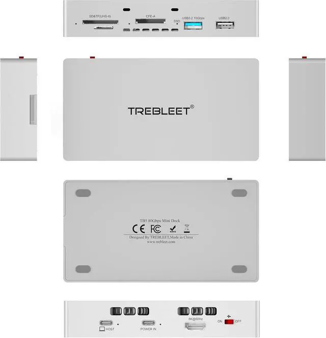 Alt view image 6 of 6 - 80Gbps USB4v2 Hub, Compatible with Thunderbolt 5, 8-in-1 Mini Dock with 7000MB/s NVMe SSD Slot, 8K@60Hz, CFexpress Type A/SD 4.0 Reader, Compatible with MacBook Pro, Windows & More