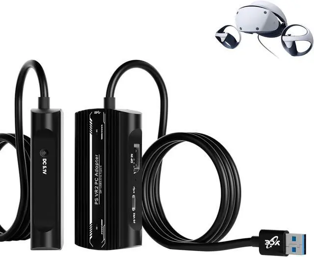 Alt view image 2 of 7 - PSVR2 PC Adapter, PSVR 2 PC Accessories Kit Compatible with PlayStation VR2, AR Glasses, Portable Monitor, Includes DP 1.4 Cable and Power Adapter (Black) (red)