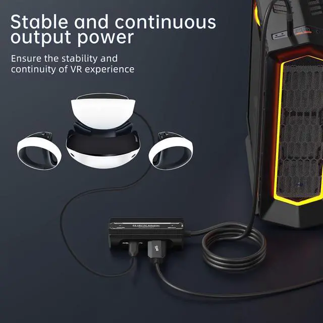 Alt view image 4 of 7 - PSVR2 PC Adapter, PSVR 2 PC Accessories Kit Compatible with PlayStation VR2, AR Glasses, Portable Monitor, Includes DP 1.4 Cable and Power Adapter (Black) (red)