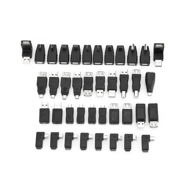 Alt view image 4 of 7 - USB Adapter Kit, 40Pack Plug and Play Angled Mini Micro Type B Male Female Converters Connectors Type C Female to Micro USB Male Adapter for USB 2.0 Adapters