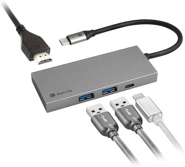 Alt view image 4 of 4 - NGS Wonder Dock 4 Pro - Ultralight Aluminum Multiport USB-C Adapter with USB 3.0, HDMI 4K 30Hz, USB-C with PD Charging 100W, Compatible with MacBook, Chromebook and USB-C Laptops