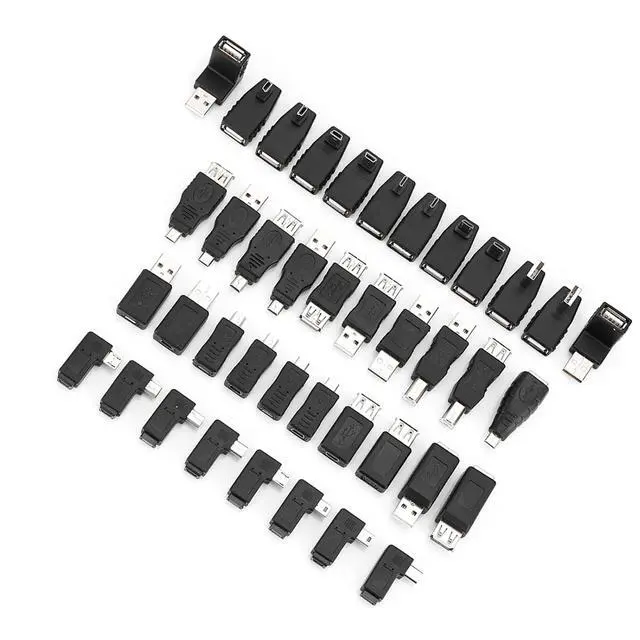 Alt view image 6 of 7 - USB Adapter Kit, 40Pack Plug and Play Angled Mini Micro Type B Male Female Converters Connectors Type C Female to Micro USB Male Adapter for USB 2.0 Adapters