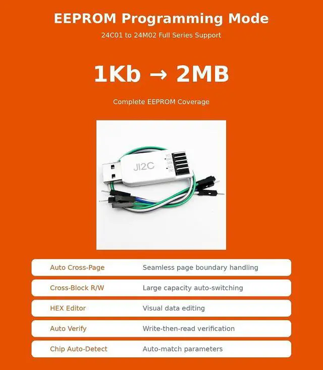Alt view image 4 of 5 - JI2C USB to I2C Adapter & EEPROM Debugger | Multi-Device Support, Real-Time Curve Plotting, Fast Read/Write for I2C Registers - Windows Compatible