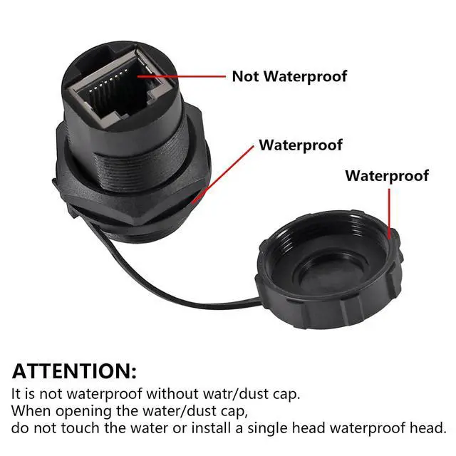 Alt view image 3 of 6 - DORHEA 10Pcs RJ45 Connector CAT6 8P8C Panel Mount Shielded Ethernet LAN Bulkhead Ethernet Cable Coupler Extension Adapter Double Head Female to Female with Waterproof/Dust Cap