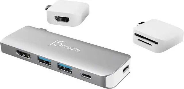 Alt view image 2 of 7 - J5Create ULTRADRIVE Kit USB-C Dual-Display 8-in-1 Modular Dock - 2 Detachable Modules - Perfect for MacBook/MacBook Air/MacBook Pro