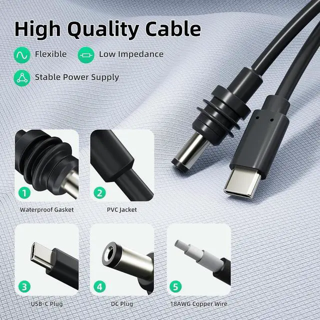 Alt view image 4 of 7 - EAZUSE Starlink Mini USB-C Power Cable 6.5FT/2M + Ethernet Adapter for Mini