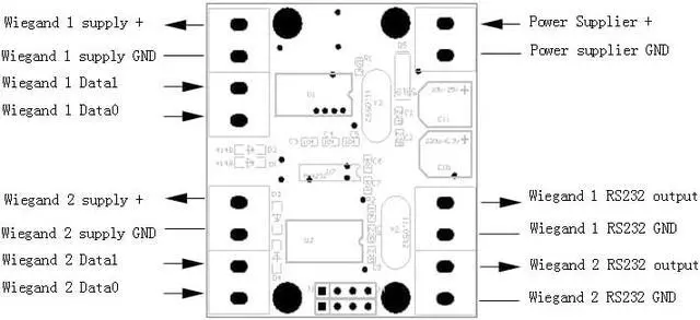 Alt view image 3 of 3 - Wiegand Converter Dual Wiegand Data to RS232 Serial Port