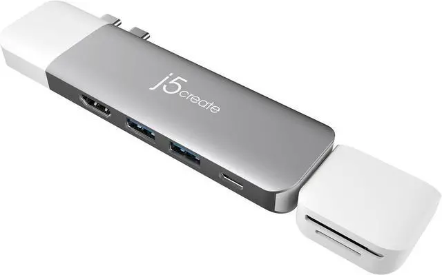 Alt view image 4 of 7 - J5Create ULTRADRIVE Kit USB-C Dual-Display 8-in-1 Modular Dock - 2 Detachable Modules - Perfect for MacBook/MacBook Air/MacBook Pro
