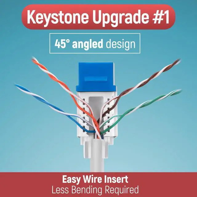 Alt view image 7 of 7 - Everest Media Solutions Bundle 2 Items: 45Term - Speed Termination Tool + 20 Pack of RJ45 CAT6A UTP Keystone Jacks - Blue