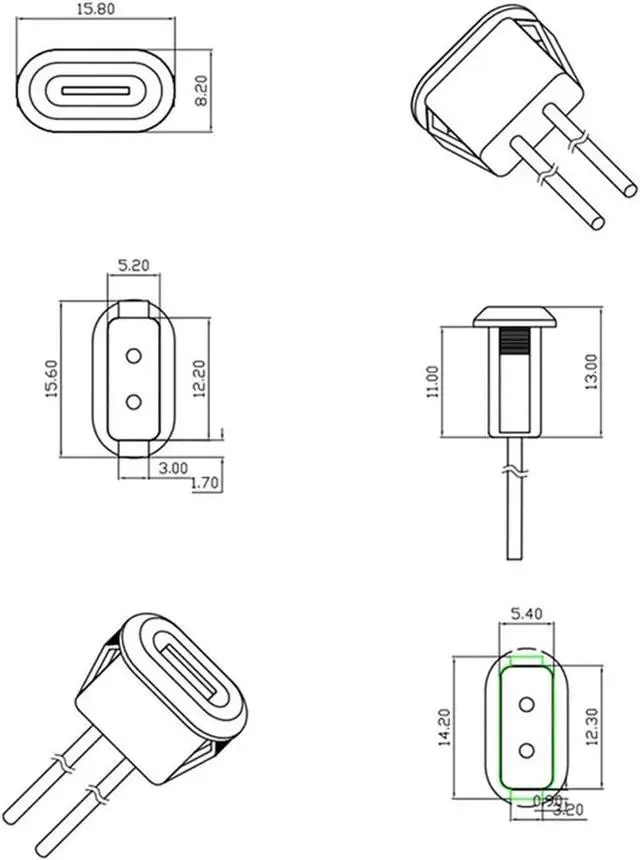 Alt view image 7 of 7 - 1-10Pcs USB-C Connector Type-C to PH 2.0 Direct Compression Female Base USB Socket High Current Fast Charging Jack | White,10 Pcs