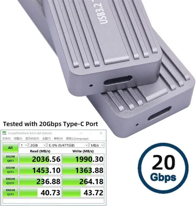 Alt view image 5 of 7 - 20Gbps Type-C USB3.2 USB4 to NVME M-Key M.2 NGFF SATA SSD PCBA Enclosure 2242/2230mm Adapter RTL9220 Chipset